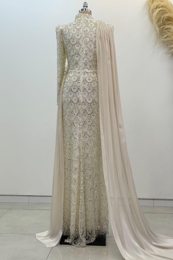 Milena Tesettür Abiye Bej