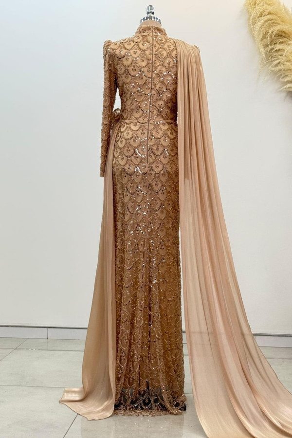 Milena Tesettür Abiye Gold