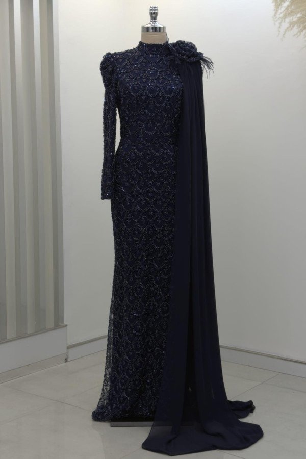 Saray Tesettür Abiye Lacivert