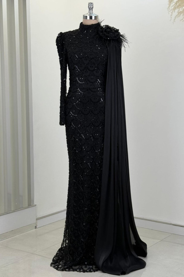 Saray Tesettür Abiye Siyah