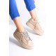 DELLA Bağcıklı Ortopedik Taban Taşlı Kadın Sneaker Spor Ayakkabı - Ten DELLA Bağcıklı Ortopedik Taban Taşlı Kadın Sneaker Spor Ayakkabı - Ten