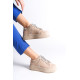 DELLA Bağcıklı Ortopedik Taban Taşlı Kadın Sneaker Spor Ayakkabı - Ten DELLA Bağcıklı Ortopedik Taban Taşlı Kadın Sneaker Spor Ayakkabı - Ten
