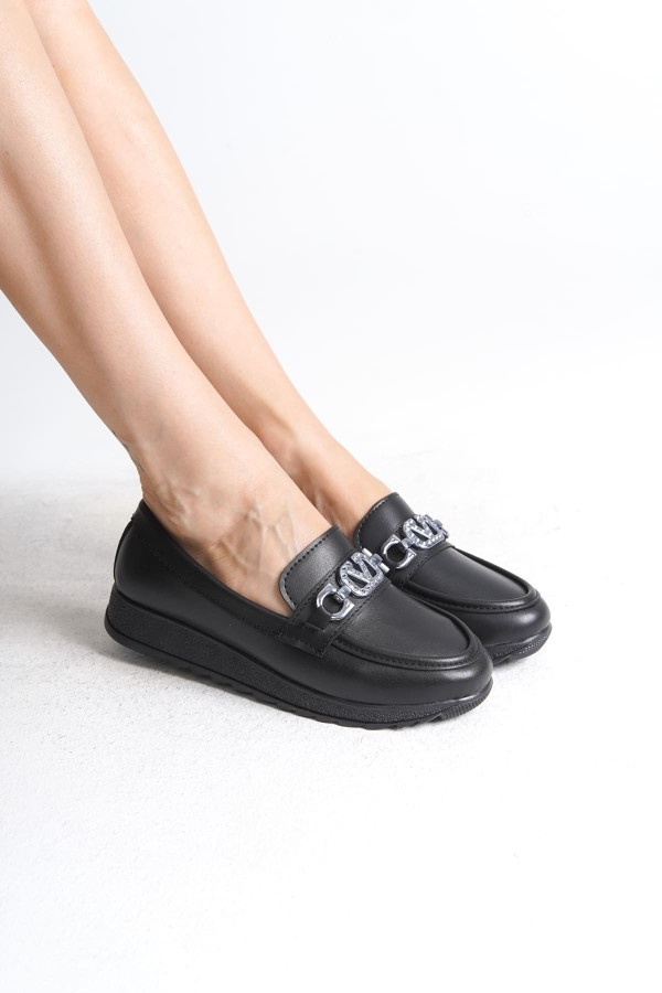 ANNA Ortopedik Rahat Taban Toka Detaylı Klasik Kadın Babet Anne Ayakkabısı - Siyah ANNA Ortopedik Rahat Taban Toka Detaylı Klasik Kadın Babet Anne Ayakkabısı - Siyah
