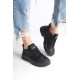JANE Bağcıklı Ortopedik Taban Kadın Sneaker Spor Ayakkabı - Siyah JANE Bağcıklı Ortopedik Taban Kadın Sneaker Spor Ayakkabı - Siyah
