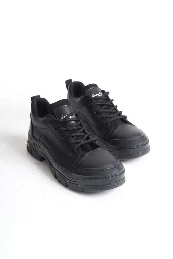 JANE Bağcıklı Ortopedik Taban Kadın Sneaker Spor Ayakkabı - Siyah JANE Bağcıklı Ortopedik Taban Kadın Sneaker Spor Ayakkabı - Siyah