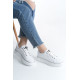 MINA Bağcıklı Ortopedik Taban Kadın Sneaker Spor Ayakkabı - Beyaz/Gümüş MINA Bağcıklı Ortopedik Taban Kadın Sneaker Spor Ayakkabı - Beyaz/Gümüş