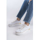 MINA Bağcıklı Ortopedik Taban Kadın Sneaker Spor Ayakkabı - Beyaz/Altın MINA Bağcıklı Ortopedik Taban Kadın Sneaker Spor Ayakkabı - Beyaz/Altın
