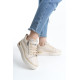 DINA Bağcıklı Fermuarlı Ortopedik Taban Kadın Sneaker Spor Ayakkabı - Krem/Altın DINA Bağcıklı Fermuarlı Ortopedik Taban Kadın Sneaker Spor Ayakkabı - Krem/Altın