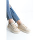 DINA Bağcıklı Fermuarlı Ortopedik Taban Kadın Sneaker Spor Ayakkabı - Krem/Altın DINA Bağcıklı Fermuarlı Ortopedik Taban Kadın Sneaker Spor Ayakkabı - Krem/Altın