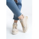 DINA Bağcıklı Fermuarlı Ortopedik Taban Kadın Sneaker Spor Ayakkabı - Krem/Altın DINA Bağcıklı Fermuarlı Ortopedik Taban Kadın Sneaker Spor Ayakkabı - Krem/Altın