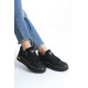 DINA Bağcıklı Fermuarlı Ortopedik Taban Kadın Sneaker Spor Ayakkabı - Siyah/Altın DINA Bağcıklı Fermuarlı Ortopedik Taban Kadın Sneaker Spor Ayakkabı - Siyah/Altın