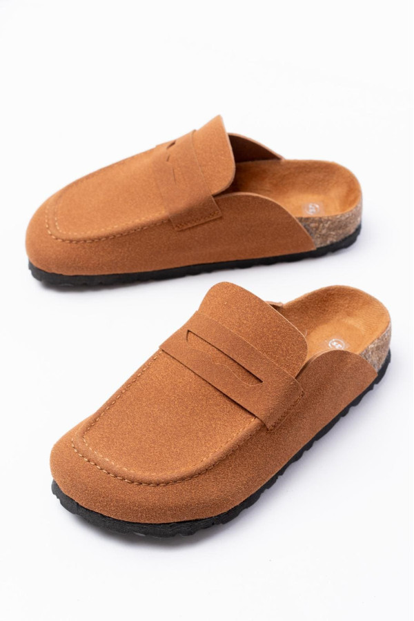LUVRA Bağcıksız Hakiki Süet Deri Kadın Günlük Mantar Taban Loafer Klasik Ayakkabı - Taba LUVRA Bağcıksız Hakiki Süet Deri Kadın Günlük Mantar Taban Loafer Klasik Ayakkabı - Taba