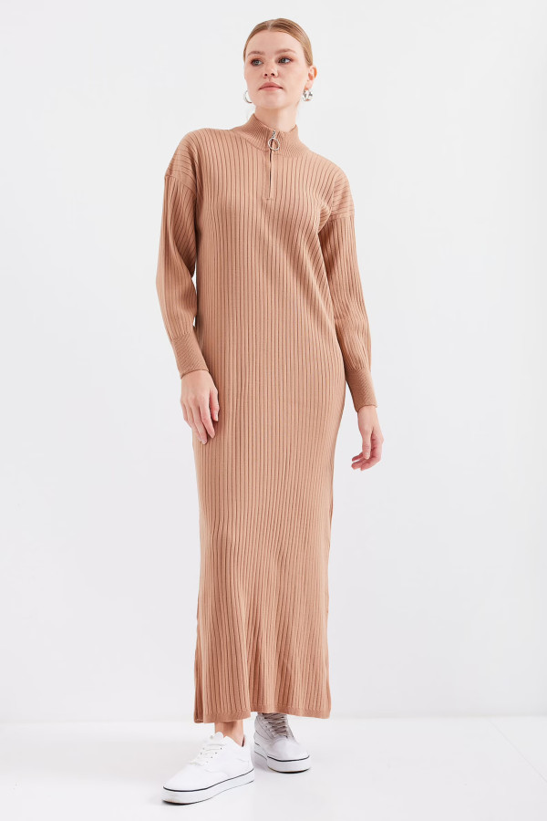 Selin Triko Elbise - Taba Selin Triko Elbise - Taba