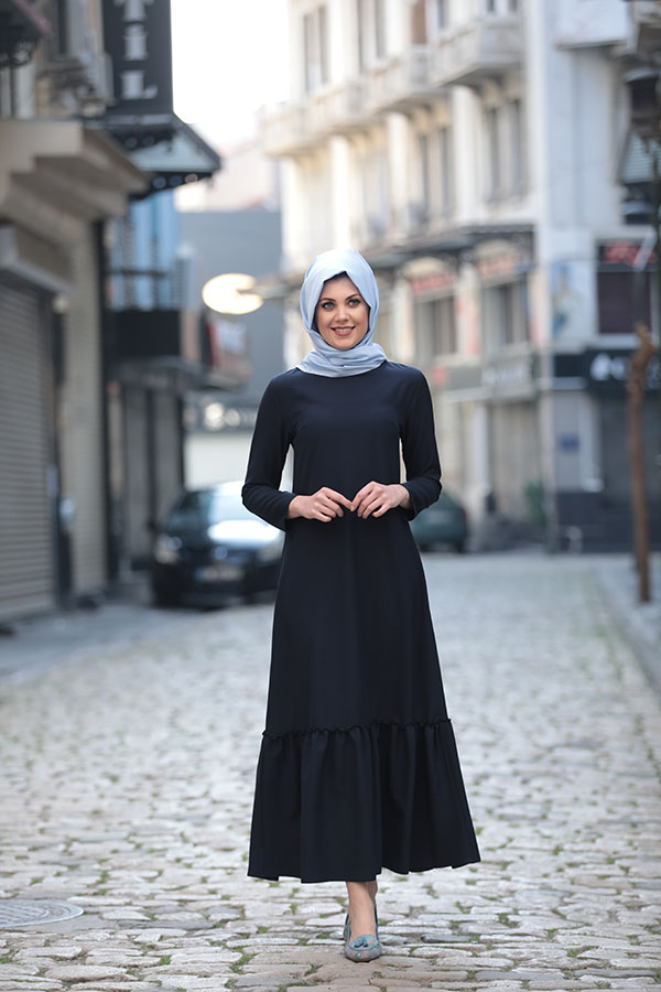 Orkide Fırfırlı Elbise Siyah Orkide Fırfırlı Elbise Siyah