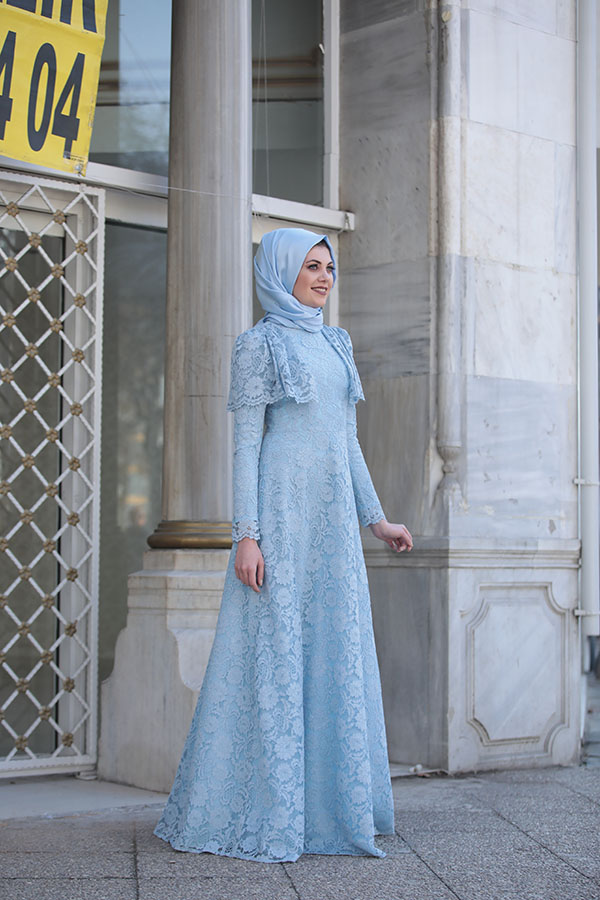 Dantel Yaşam Elbise Mavi