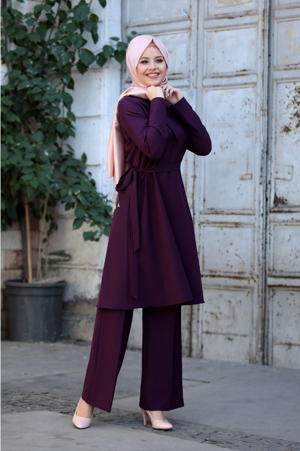 Ahenk Tunik Pantolon Takım Mor Ahenk Tunik Pantolon Takım Mor
