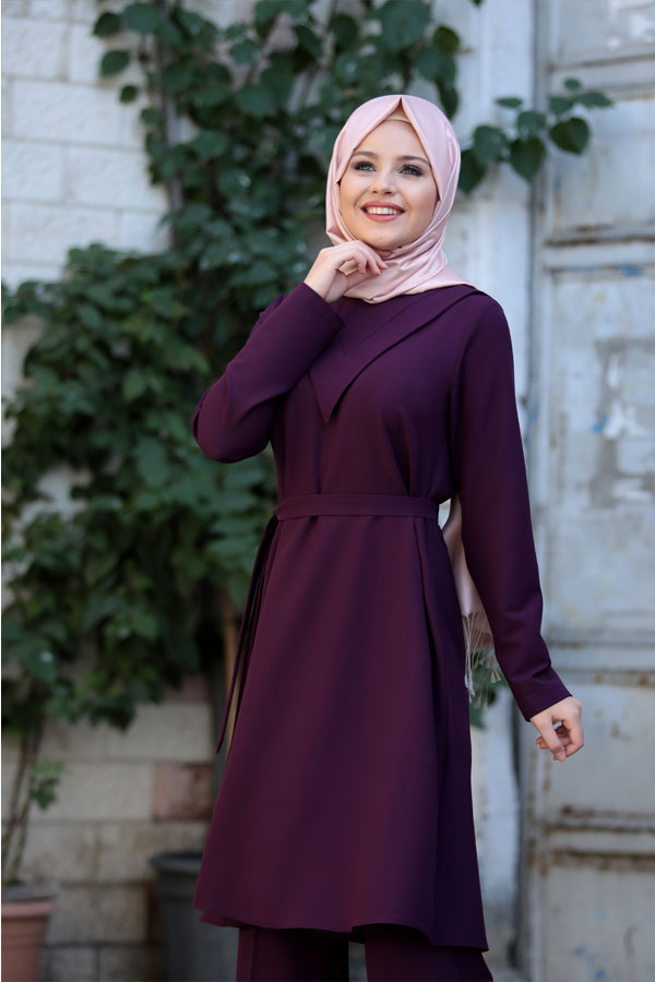 Ahenk Tunik Pantolon Takım Mor Ahenk Tunik Pantolon Takım Mor