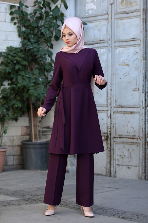 Ahenk Tunik Pantolon Takım Mor Ahenk Tunik Pantolon Takım Mor