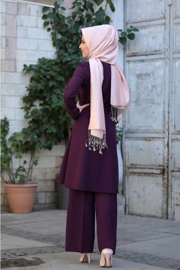 Ahenk Tunik Pantolon Takım Mor Ahenk Tunik Pantolon Takım Mor