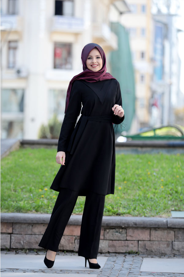 Ahenk Tunik Pantolon Takım Siyah Ahenk Tunik Pantolon Takım Siyah
